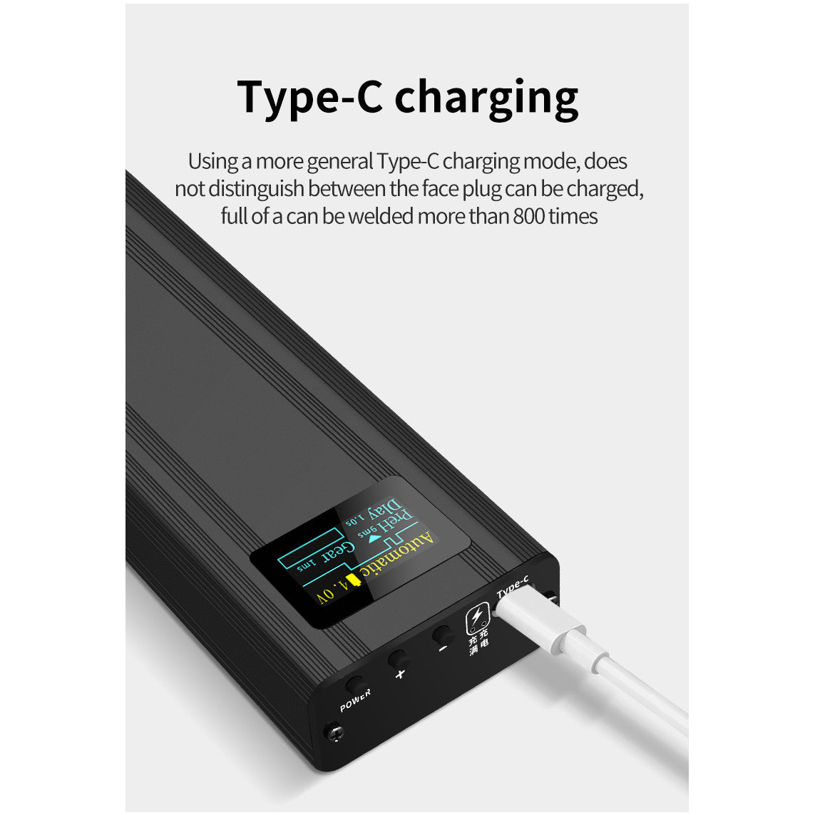 Aparat de sudura in puncte portabil, acumulator 5000mAh, 80 de niveluri, display OLED, mod automat si manual, pentru lipit baterii 18650/26650/32650