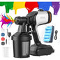 Pistol electric de vopsit Litheli HVLP cu baterie 4Ah, motor fara perii, 3 moduri pulverizare, 4 duze, 2 rezervoare 800 ml, debit reglabil, incarcare USB-C, pentru pereti, mobilier si renovari interioare/exterioare