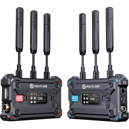 Extender HDMI wireless transmitator si receptor, converter SDI la HDMI 4K/30fps, adaptor dual band 5 GHz/2.4GHz, 50 ms latenta, pana la 4 receptoare simultan, 400 m raza actiune, negru