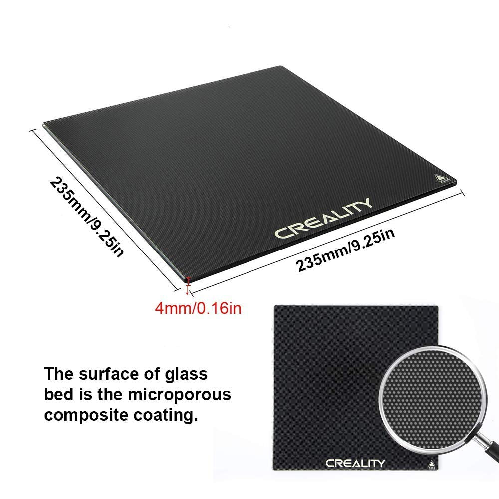 Suprafata de printare din sticla pentru imprimanta 3D, 235 x 235 x 4 mm, pentru Ender-3, Ender-3 Pro, Ender-3X, Ender-5, CR-20 and CR-20 Pro, rezistenta la zgarieturi si usor de curatat