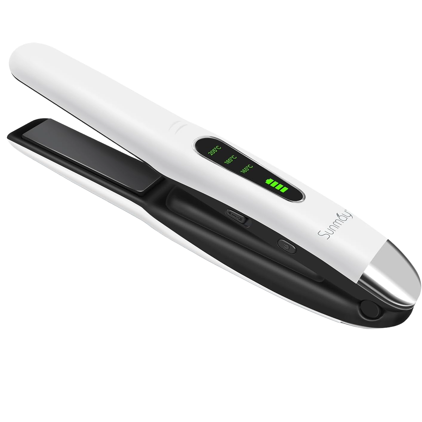 Placa de Indreptat si Ondulat Parul, Wireless, Invelis Ceramic, Incarcare USB, Display LCD, 3 Trepte de Temperatura 165-205°C, alb