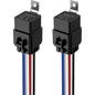 Set 2 releu 12V 40/30A, impermeabil, SPST stil Bosch cu 4 pini, cu priza si cablaj 16AWG si 14AWG, Gebildet
