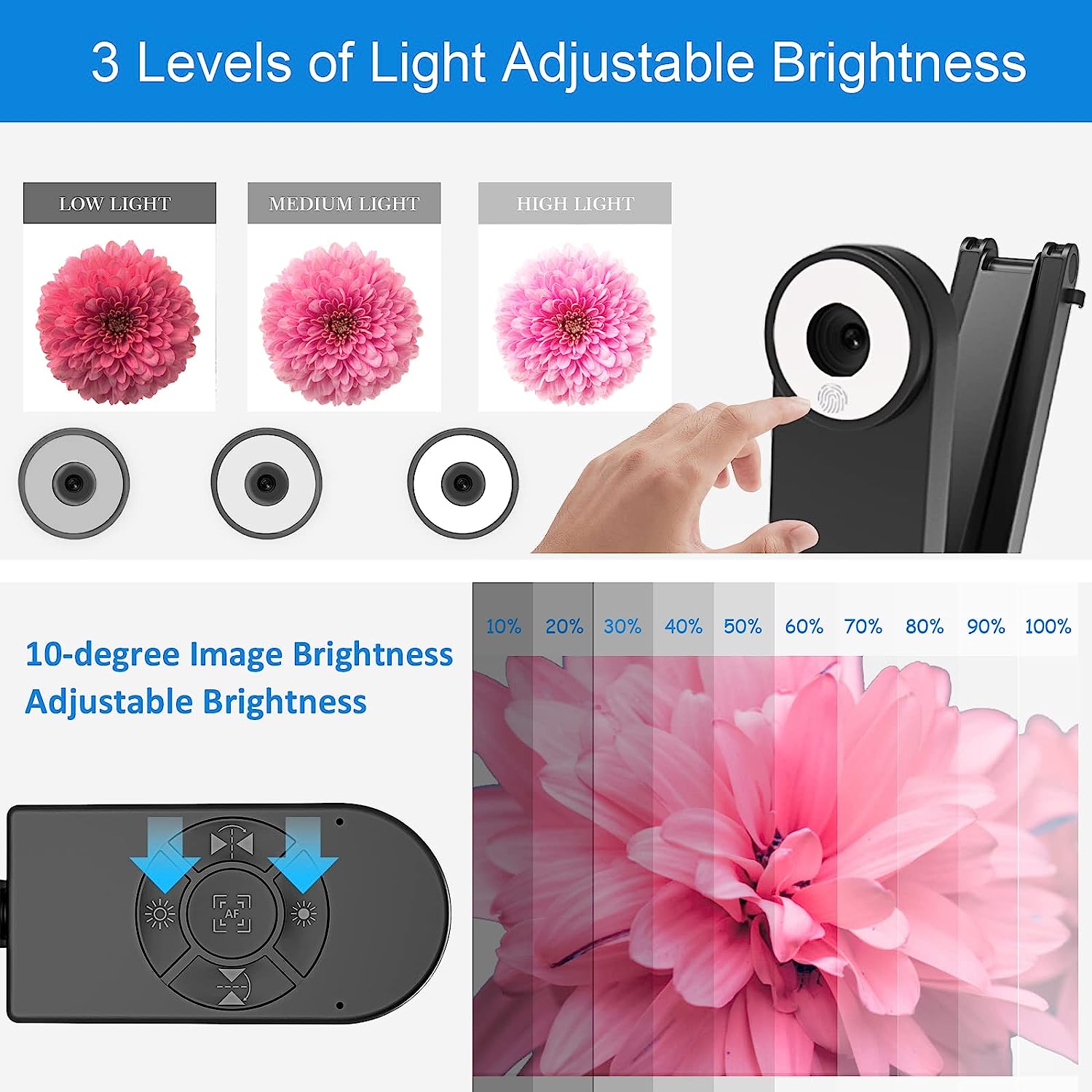 Camera de documente, 8MP, 4K, cu lampa LED reglabila pe 3 niveluri, microfon dublu, luminozitate reglabila, USB, dimensiune A3, pentru Windows, Mac, Chromebook