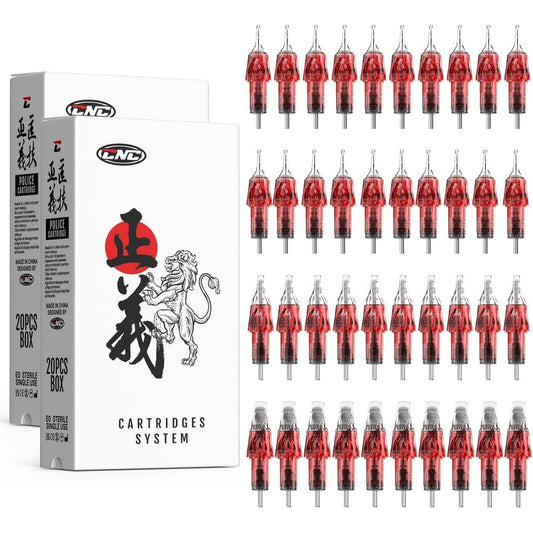 Set 40 ace de tatuat tip cartus, 8 tipuri modul ace 1003RL, 1005RL, 1007RL, 1009RL, 1007RM, 1009RM, 1013RM 1015RM din otel inoxidabil 316, pentru linii, contur, umplere, EN04X-40KIT-DL