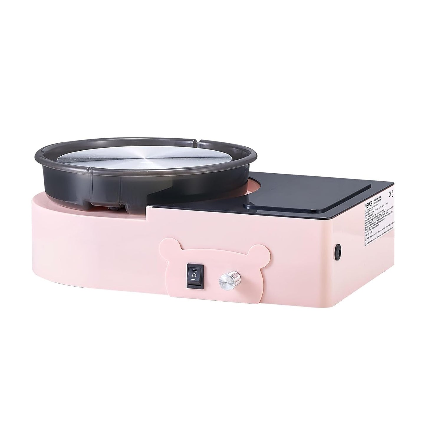 Roata de olar electrica mini VEVOR 158 mm, 30W, viteza reglabila 0-140 rpm, rotatie bidirectionala, set complet cu unelte, lut si accesorii, pentru copii si adulti, DIY, ceramica, roz