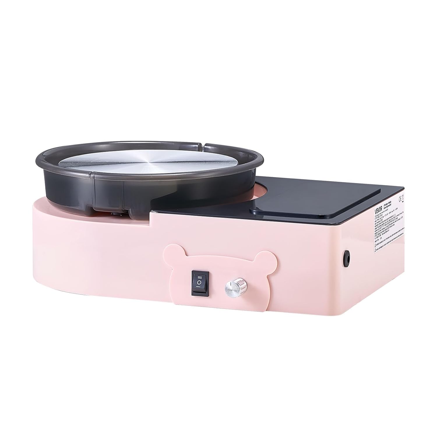 Roata de olar electrica mini VEVOR 158 mm, 30W, viteza reglabila 0-140 rpm, rotatie bidirectionala, set complet cu unelte, lut si accesorii, pentru copii si adulti, DIY, ceramica, roz