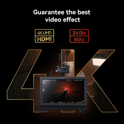 Extender HDMI wireless transmitator si receptor, converter SDI la HDMI 4K/30fps, adaptor dual band 5 GHz/2.4GHz, 50 ms latenta, pana la 4 receptoare simultan, 400 m raza actiune, negru