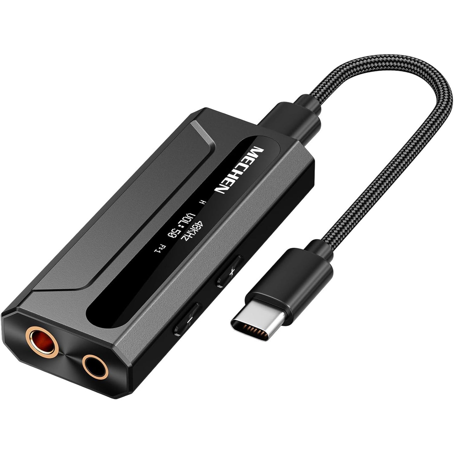 Amplificator casti MECHEN AP10 DAC portabil cu ES9028Q2M + ES9603Q, suport 384kHz/DSD256, iesiri 3.5mm si 4.4mm balanced, USB-C, compatibil Android/iOS/Windows/macOS, OLED 0.87”, SNR 120dB, Hi-Res Audio pentru telefon, PC si laptop