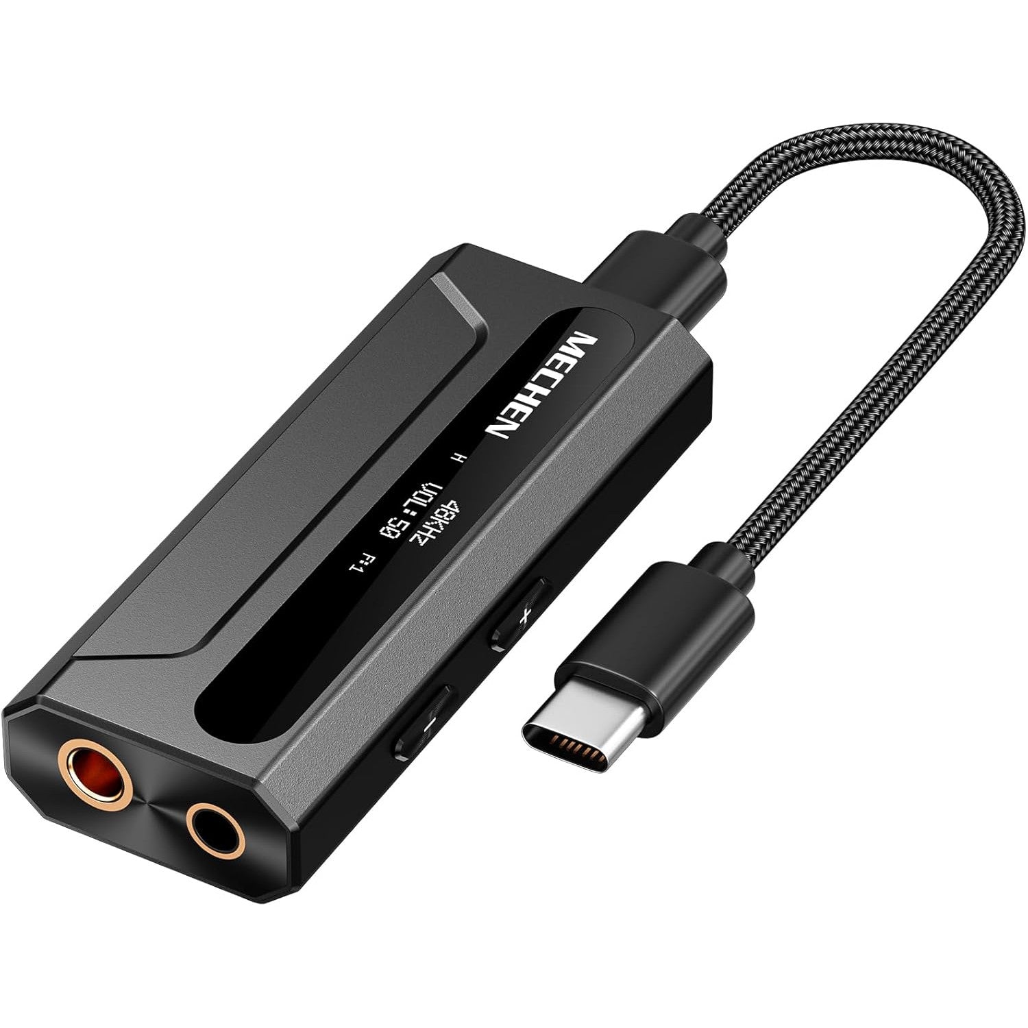 Amplificator casti MECHEN AP10 DAC portabil cu ES9028Q2M + ES9603Q, suport 384kHz/DSD256, iesiri 3.5mm si 4.4mm balanced, USB-C, compatibil Android/iOS/Windows/macOS, OLED 0.87”, SNR 120dB, Hi-Res Audio pentru telefon, PC si laptop