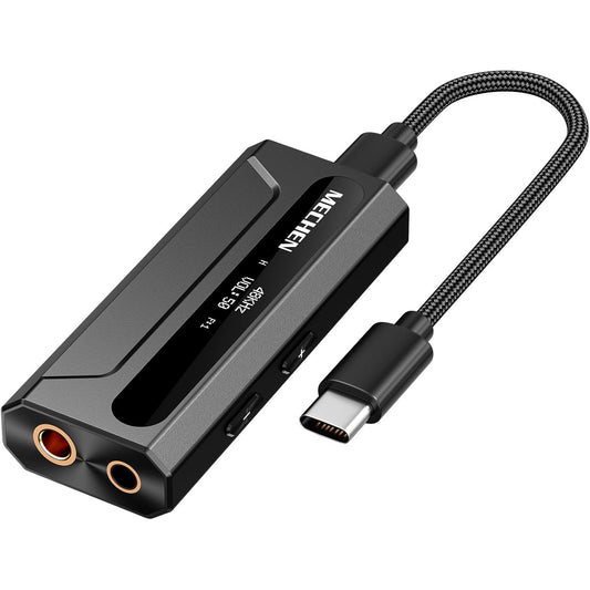 Amplificator casti MECHEN AP10 DAC portabil cu ES9028Q2M + ES9603Q, suport 384kHz/DSD256, iesiri 3.5mm si 4.4mm balanced, USB-C, compatibil Android/iOS/Windows/macOS, OLED 0.87”, SNR 120dB, Hi-Res Audio pentru telefon, PC si laptop