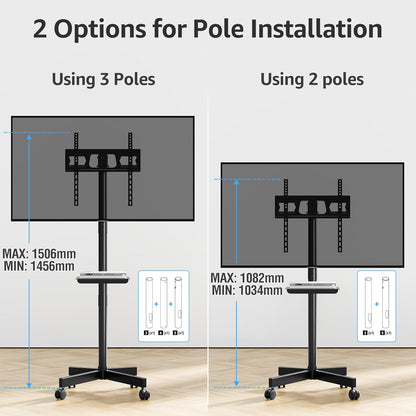 Suport TV stand cu roti, pentru televizoare de 23-60 inch, suporta pana la 35 kg, reglabil pe inaltime, VESA maxim 400x400 mm, negru