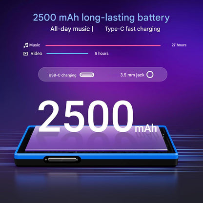 MP3 Player Android 160GB (32GB + 128GB), ecran de 5 inch HD, Android 13, 4GB RAM, Octa-Core, Bluetooth 5.0, WiFi Dual Band, Radio FM, mod copii, compatibil Spotify, Amazon Music, Deezer, Audible, baterie 2500mAh