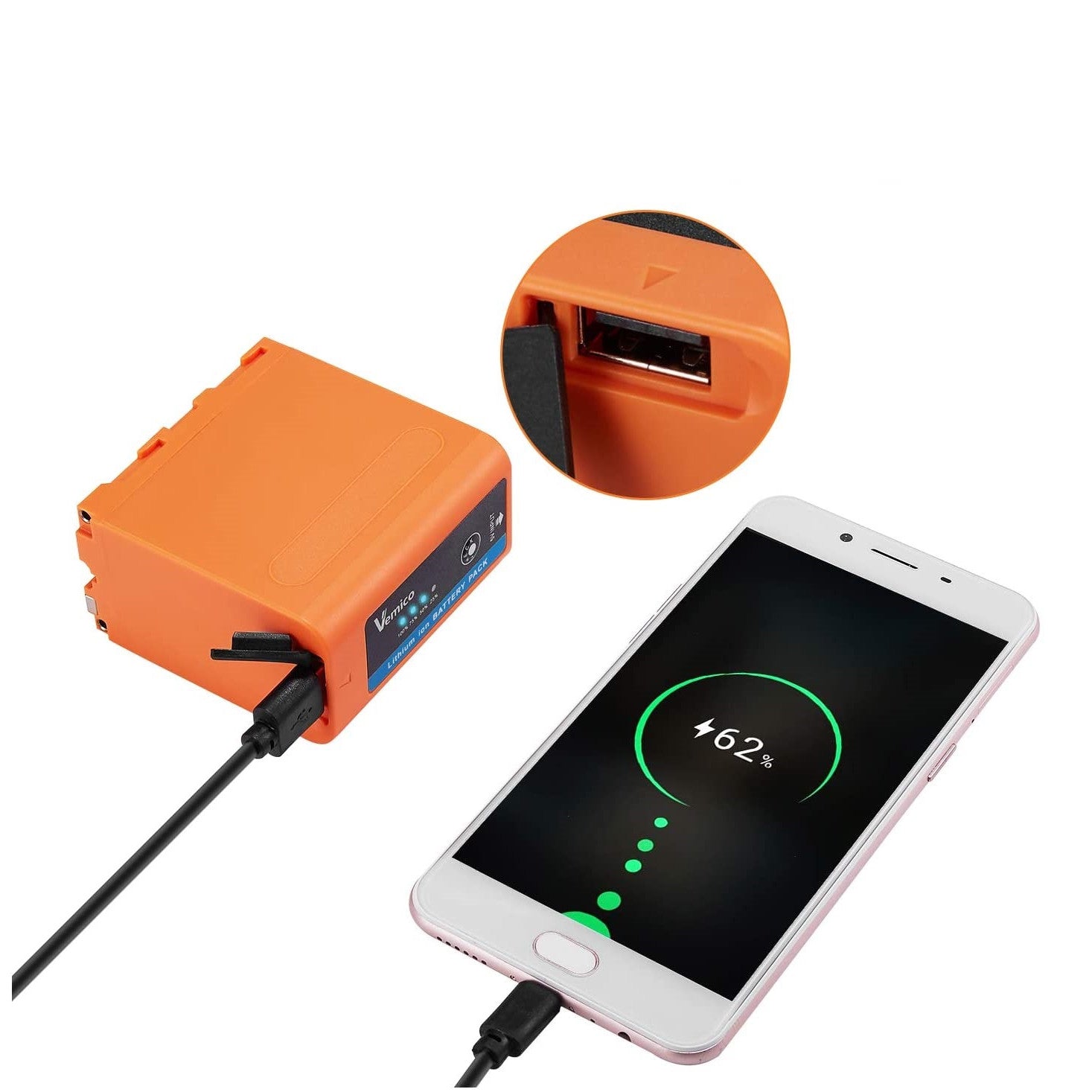 Set 2 acumulatori NP-F980, 7800 mAh, powerbank cu indicator LED, Micro USB, compatibil cu Sony NP F960/F980/F750/F550/F570/F530/F770/F930/F950