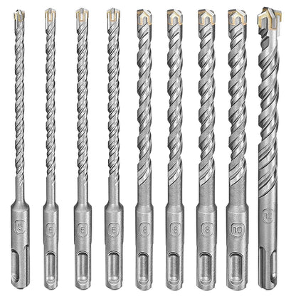 Set 9 burghie de beton SDS Plus diametru 5/6/6/6/8/8/8/10/12 mm x 160 mm, pentru beton, ciment, tencuiala, perete de caramida, tigla ceramica, zidarie