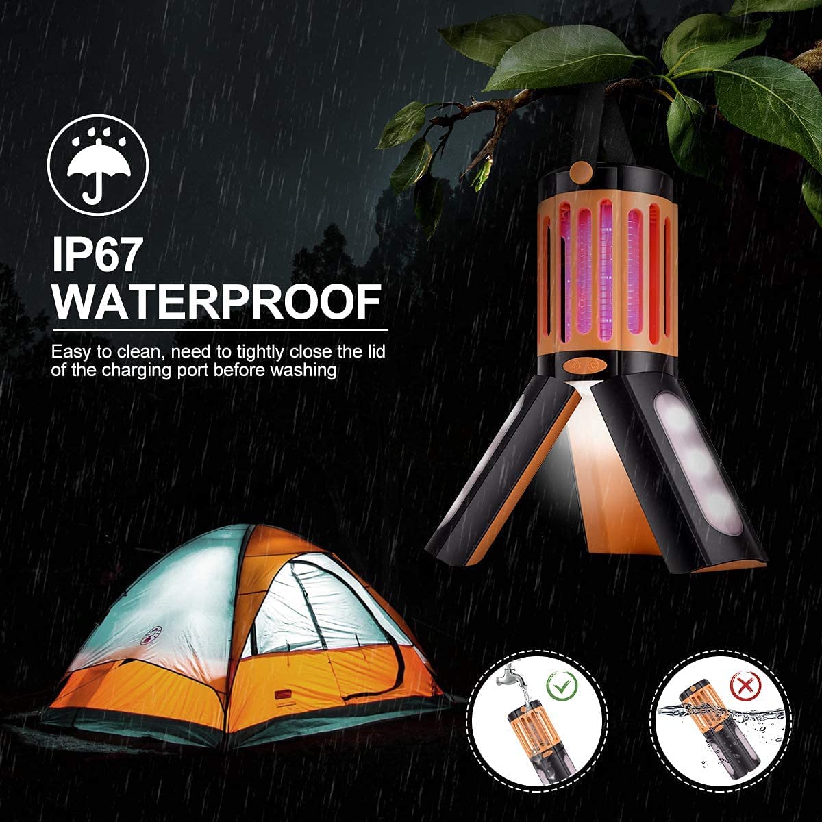 Aparat anti insecte, lampa UV portabila cu lumina LED, impermeabil, impotriva mustelor, tantarilor, pentru interior si exterior