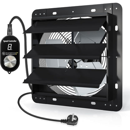 Ventilator industrial axial Aygrochy 300 mm, motor EC 40W, debit aer 1630 m³/h, cu reglaj al vitezei in 9 trepte, montaj perete/fereastra, pentru garaj, pod si bucatarie, zgomot redus 42 dB, clasa energetica A