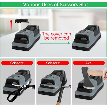 Ascutitor electric profesional pentru cutite, foarfece si secure cu disc abraziv din diamant, cu display, 3 viteze reglabile, ascutire rapida, pentru ascutire precisa