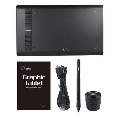Tableta grafica Ugee M708, Stilou pasiv. Presiune 8192, 266RPS, 10" x 6", Negru