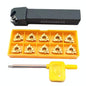 Suport scule strung CNC SER1616H16 5/8", cu 10 insertii din carbura 16ER AG60, set pentru filetare metal, taiere dreapta, pas 0.5–3.0 mm, constructie otel rezistent cu finisaj oxidat negru, stabil si durabil, cheie T8 inclusa, pentru atelier si CNC