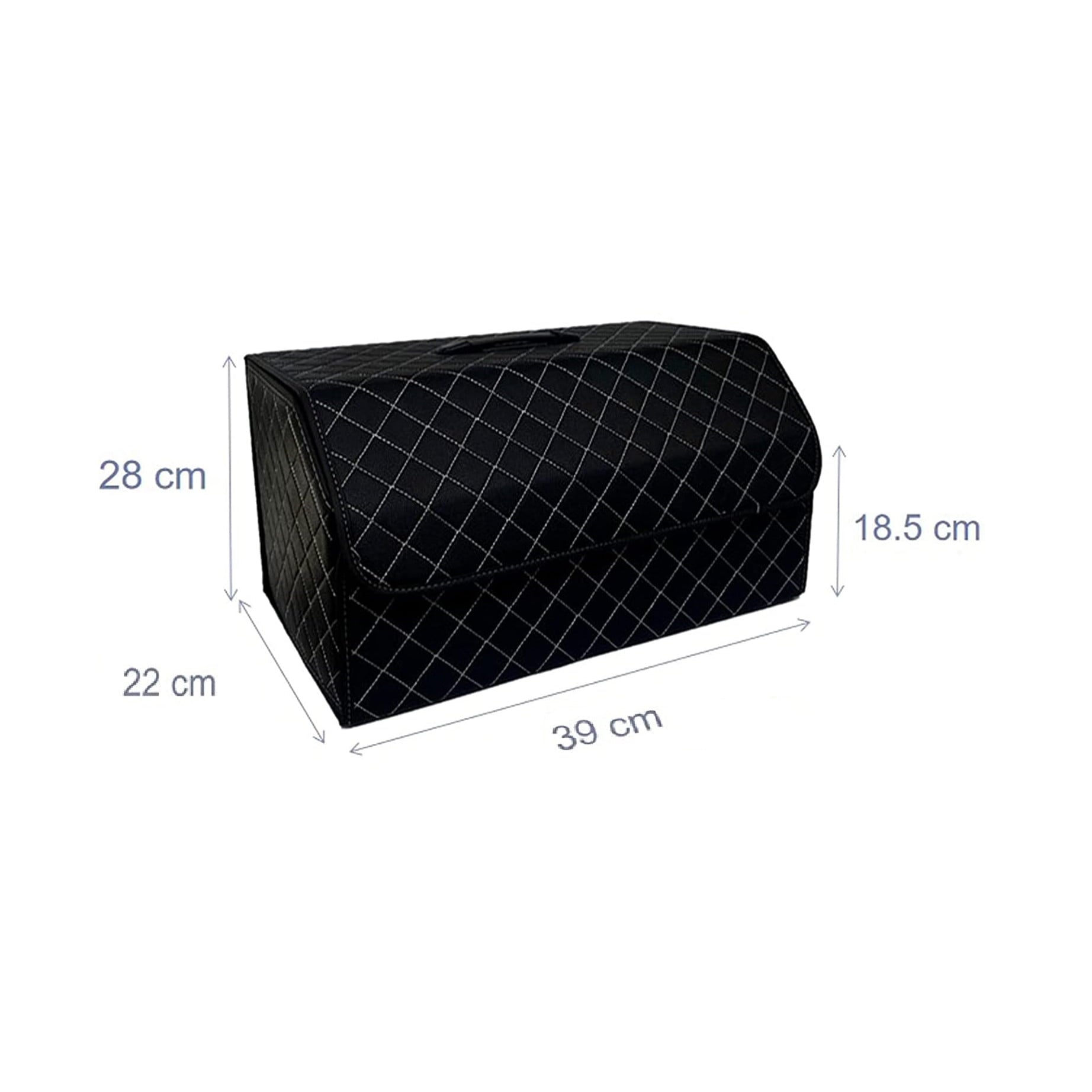 Organizator pentru portbagaj auto, universal, cutie depozitare pliabila din piele PU, impermeabila, cu capac, negru