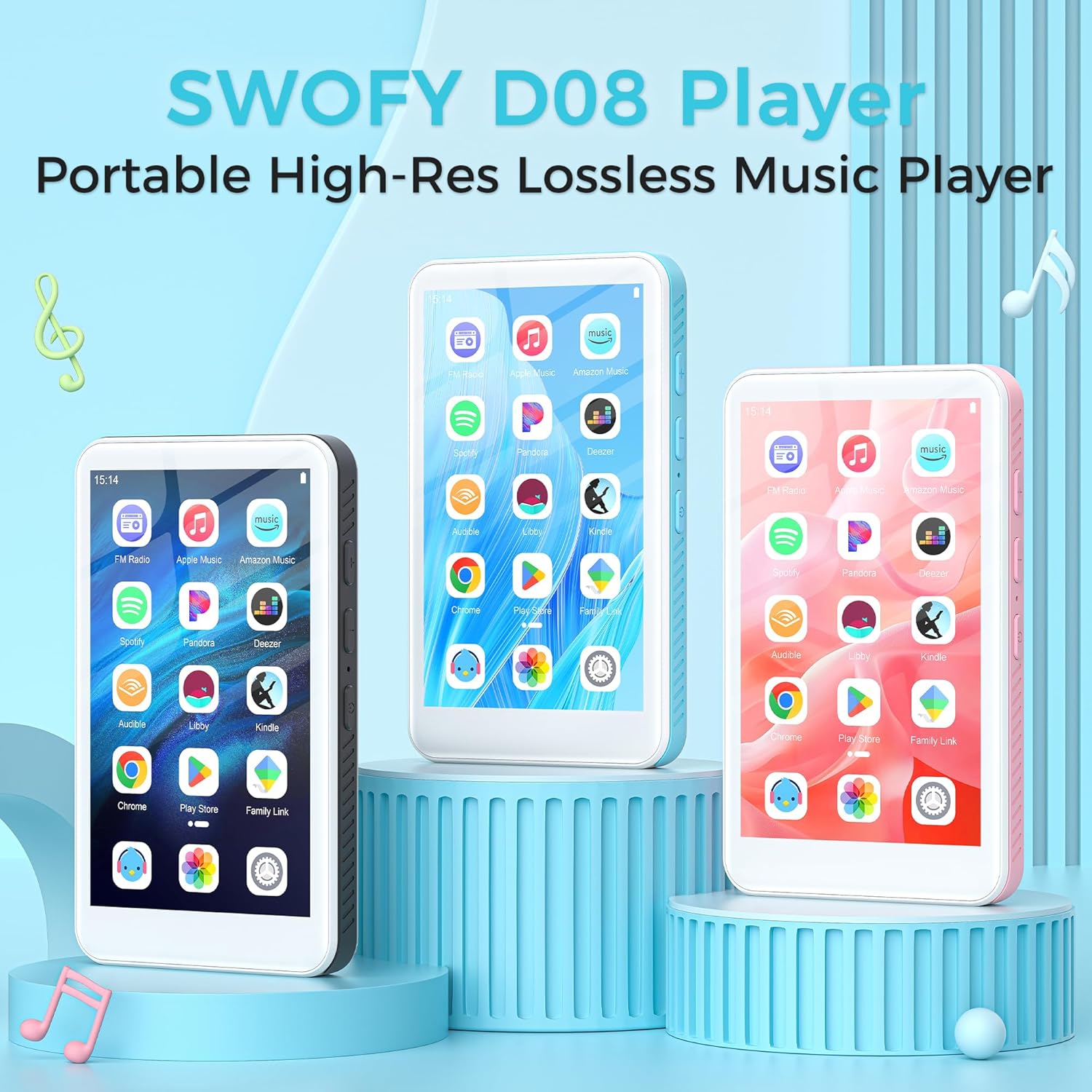 MP3 Player 160 GB cu Bluetooth 5.0, ecran 4 inch, full touchscreen – MP3/MP4 Player, Wi‑Fi Dual‑Band, Micro SD, Android 13, Suport Spotify, Audible, Play Store, Radio FM, extindere stocare pana la 1 TB