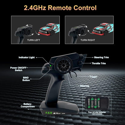 Masina RC cu telecomanda 2.4G, scara 1:12, 48 km/h, 4WD, cu 2 acumulatori reincarcabili 1500 mAh, Exbonzai Comet Racer