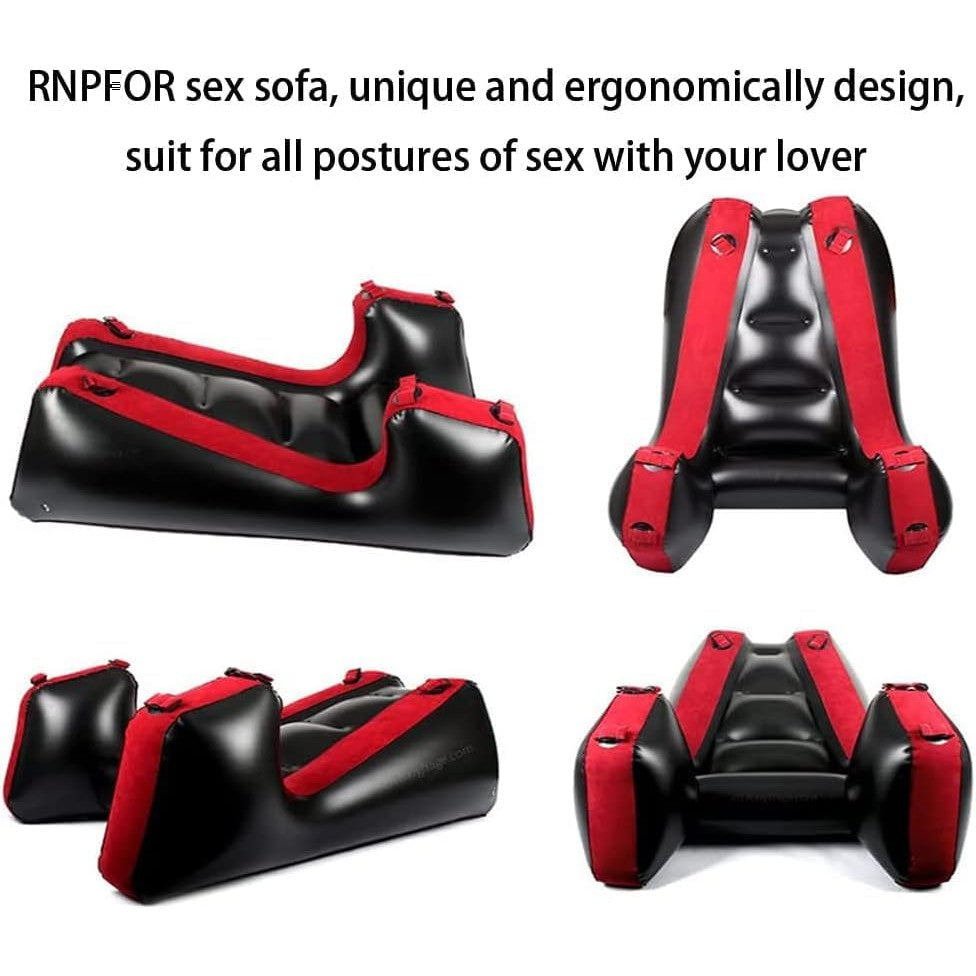 Canapea gonflabila pozitii sexuale, perna sexuala pentru jocuri de adulti, mobilier sexual gonflabil pentru pozitionarea punctului G, 50x35x18, negru/rosu