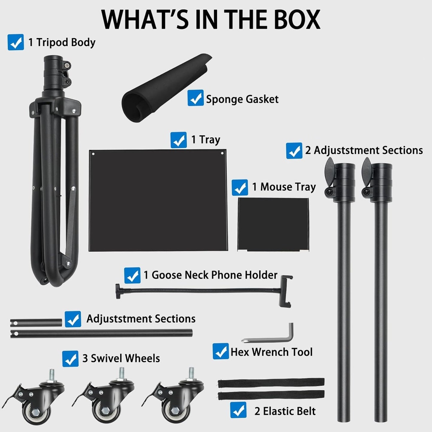 Suport mobil pentru videoproiector/laptop, stand cu inaltime reglabila 66-160 cm, suport smartphone, capacitate 10 kg, din metal, tava rotativa 360°, pentru proiector, tableta, mixer, laptop, partitura, negru