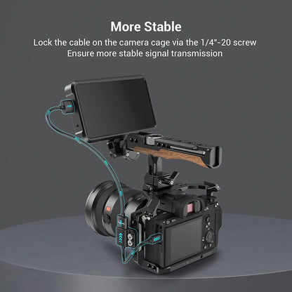 Adaptor de la cablu HDMI micro tata la HDMI mama, de la D la A, cu 2 suruburi 1/4 inch, pentru camere cu port micro HDMI, Sony A7R IV, A7RIII, A7III, A7II, A7RII, Fujifilm X-T2, X-T3 Smallrig 3021