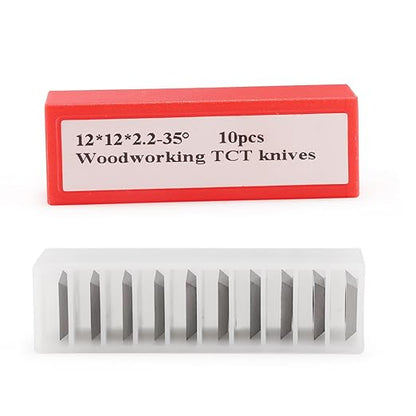 Set de 10 placute amovibile vidia, de strunjire, pentru prelucrarea lemnului, 12 x 12 x 2,2 mm, frezare 35 grade, pentru strung si dalta
