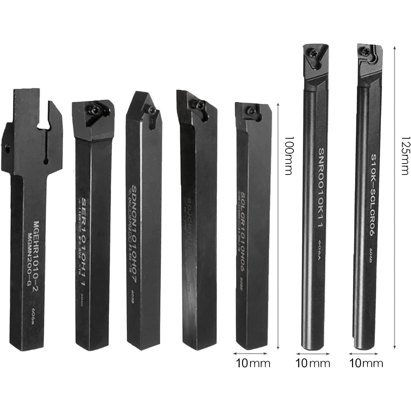 Set cutite de strung cu placute amovibile, 7 piese de strunjit de 10 mm cu bara de gaurit, unelte de strunjit cu insertii de carbura, 21 de piese