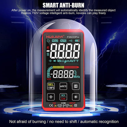 Multimetru digital smart cu touchscreen, selectare automata a parametrilor, tester AC/DC True RMS, 10000 counts, NCV, masoara curent, rezistenta, continuitate, capacitate, dioda, temperatura, frecventa
