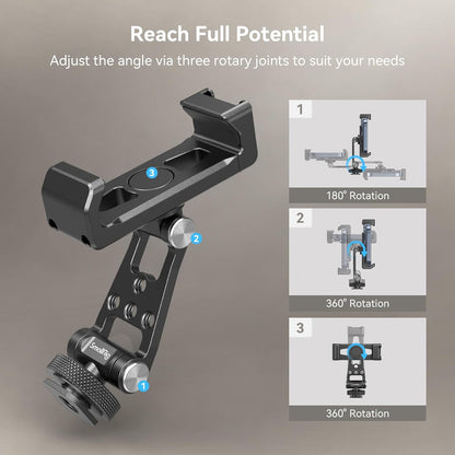 Suport telefon pentru sistem de stabilizare DJI RS, din metal, cu suport cold shoe si suruburi M4, reglabil, adaptor smartphone pana la 88 mm latime