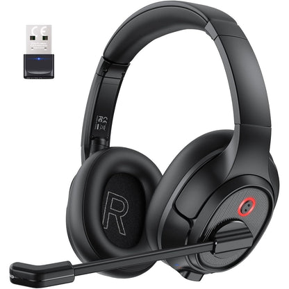 Casti wireless Bluetooth cu microfon si USB dongle, cu chip AI ENC, anulare a zgomotului, functionare pana la 55 de ore, raza de 10 m, pentru PC, laptop, smartphone, EKSA H6