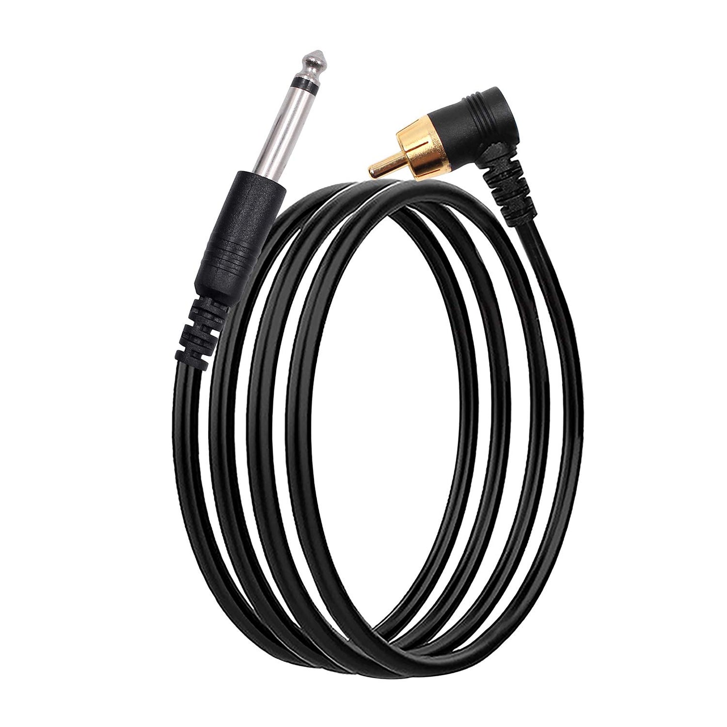 Cablu RCA TATELF pentru aparat de tatuaj rotativ, set 2 bucati, 180 cm, cablu de alimentare cu clema (clip cord), flexibil si rezistent, conector RCA pentru tattoo machine si surse de alimentare, negru
