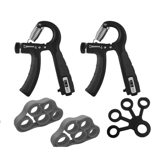 Set flexor cu functie de numarare, cu 2 flexoare, intaritor de prindere de numarare inteligenta cu arc din otel inoxidabil, rezistenta reglabila, antrenament de degete, prindere cu cinci degete pentru sportivi, muzicieni, 5-60 kg