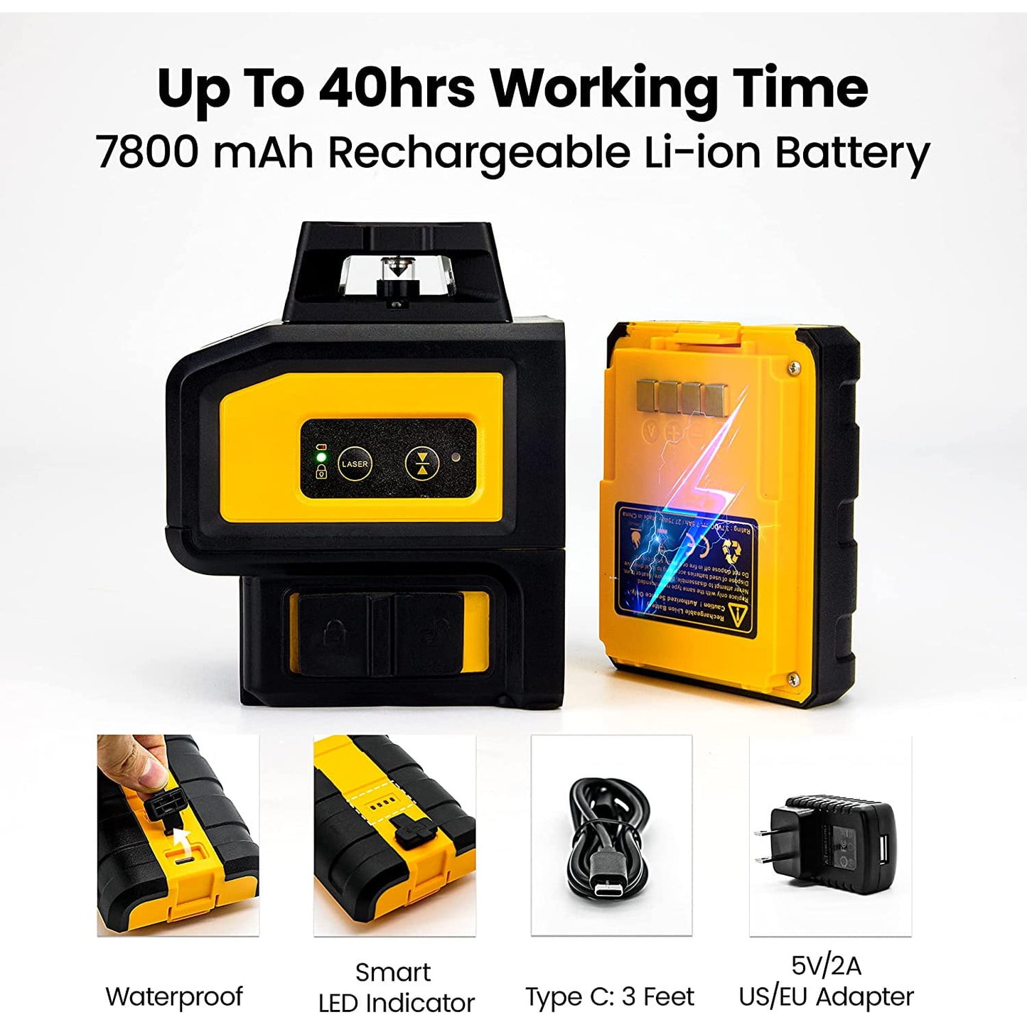Set nivela laser cu linii in cruce si detector, cu plumb, linie verde autonivelanta 360 grade, cu incarcare USB, detectare 50 m