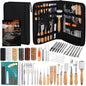 Set profesional de prelucrare a pielii, 65 de piese, stampile, perforatoare, scule marochinarie cu geanta de depozitare