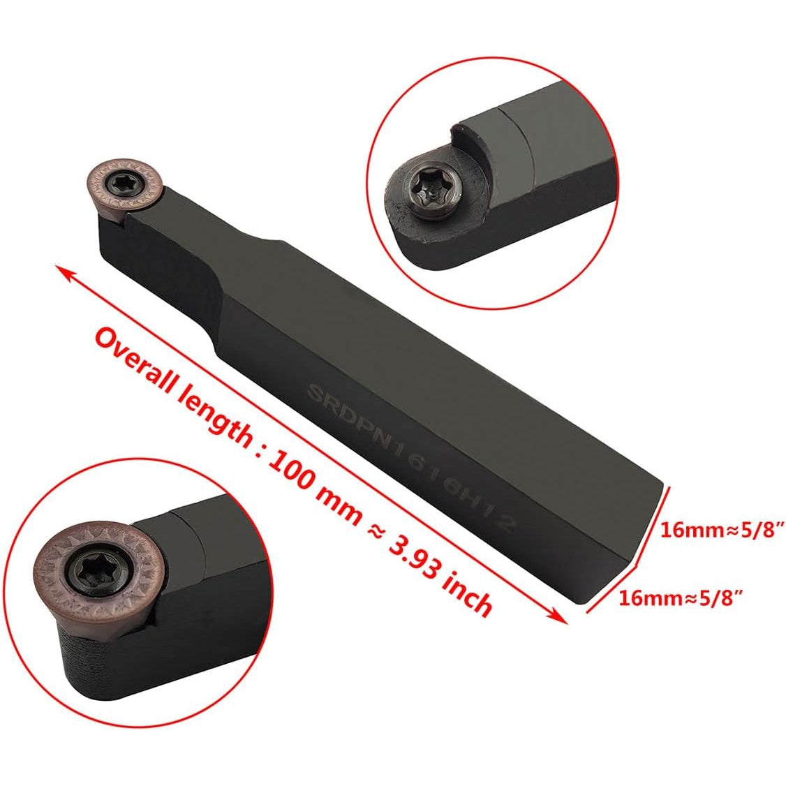 Set cutit de strung cu placute amovibile rotunde, 11 piese de strunjit din carbura RPMT1204MOE si bara de 16 mm/100 mm, multifunctional