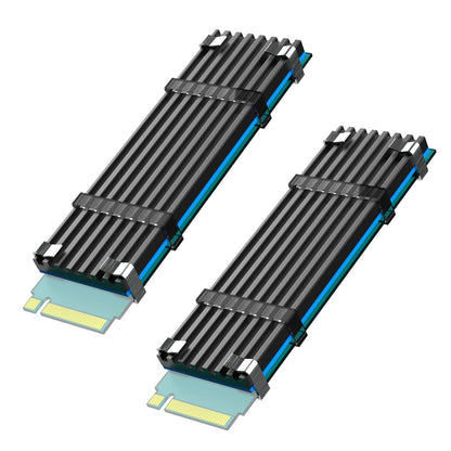 Set 2 cooler pasiv M.2 SSD, compatibil PS5 si PC, Heatsink Cooler din aluminiu, pentru SSD M2 2280 PCIe, 70 mm, inaltime 3mm, banda transfer termic inclusa