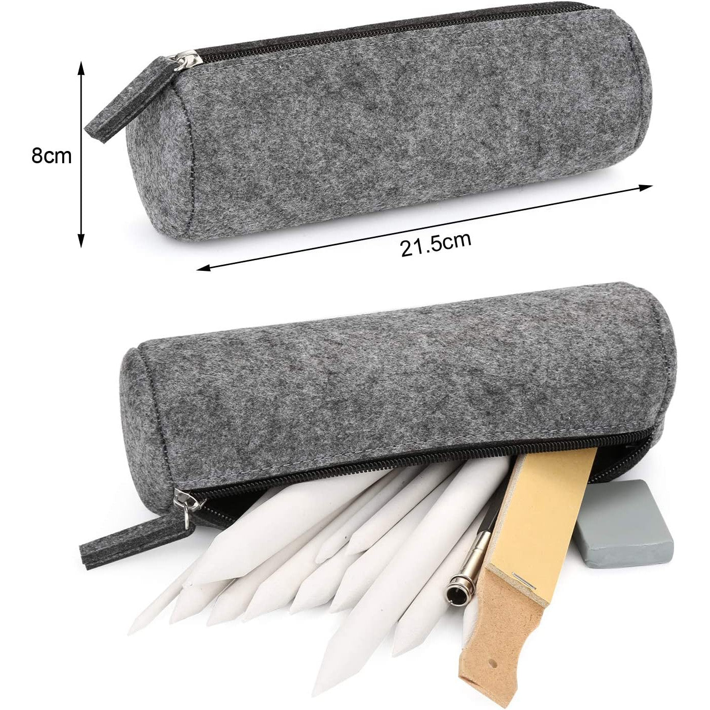 Set estompe, 22 piese, cu 16 creioane de hartie, 2 radiere, 2 smirghel ascutit mina, 2 radiere si prelungitor creion, pentru amestecarea culorilor, desen, schite, cu husa de depozitare