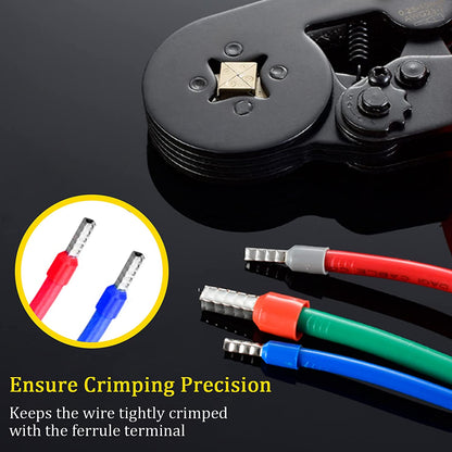 Set cleste de sertizat pini conectori cu 1200 terminale conductori electrici 0,25-10 mm², cu surubelnita, cu 8 tipuri terminale