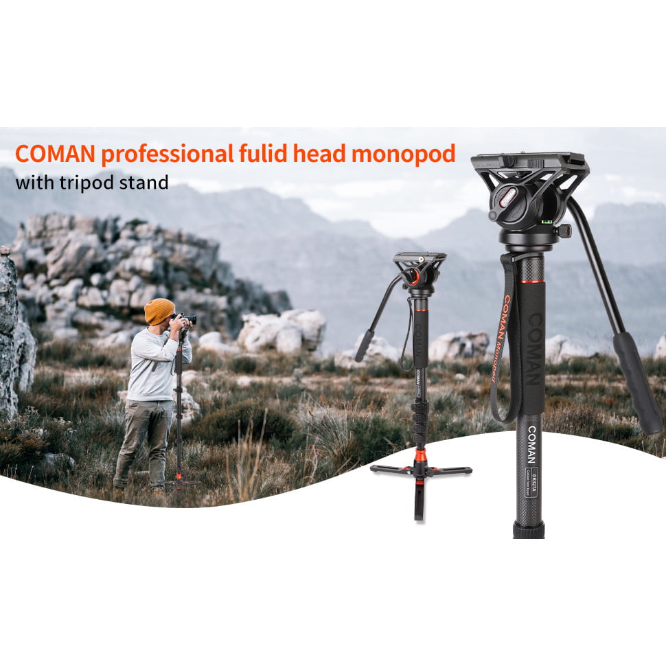 Monopied profesional cu placuta eliberare rapida, cap pivotant 360°, inaltime reglabila 64cm - 180 cm, incarcare maxima 8 kg, stand tip trepied, din aluminiu