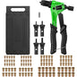 Set cleste pentru nituit piulite nituibile, cu mandrine M3, M4, M5, M6 si 100 de nituri, cleste 200 mm din otel cu maner din TPR