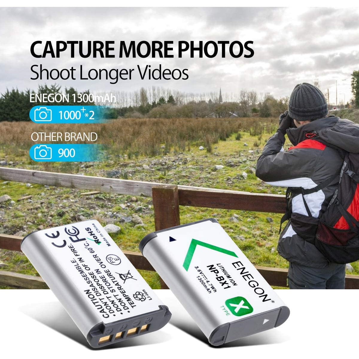 Set 2 acumulatori NP-BX1, 1300mAh, cu incarcator dublu cu LCD, pentru Sony ZV-1, Cyber-Shot DSC-RX100, DSC-RX100 II/III/M4/M5/M6/M7/I’/I’clo/VA, DSC-RX100M II, HDR-CX405
