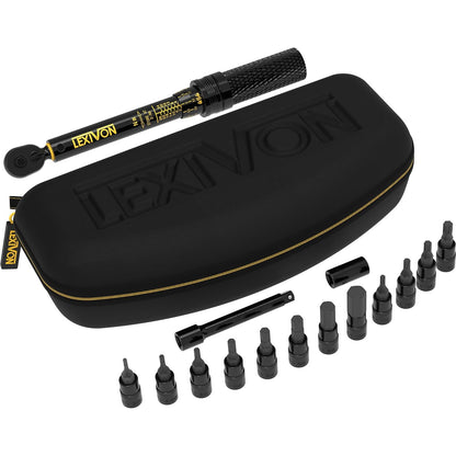 Set cheie dinamometrica 2-26 Nm, cu chei tubulare cu biti torx si hex, adaptor 1/4 inch, extensie de 3 inch, cu clichet, Lexivon LX-191