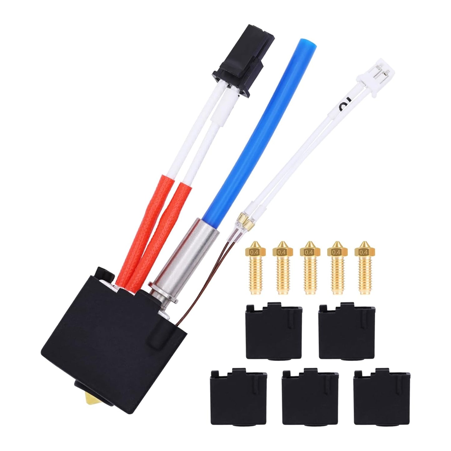 Cap de printare pentru imprimanta 3D Anycbic Kobra 2, hotend cu bloc incalzire, 5 duze 0, 4 mm, protecție silicon, 24 V, pentru Anycubic Kobra 2, Kobra 2 Neo, Kobra 2 Pro, Kobra 2 Plus, Kobra 2 Max