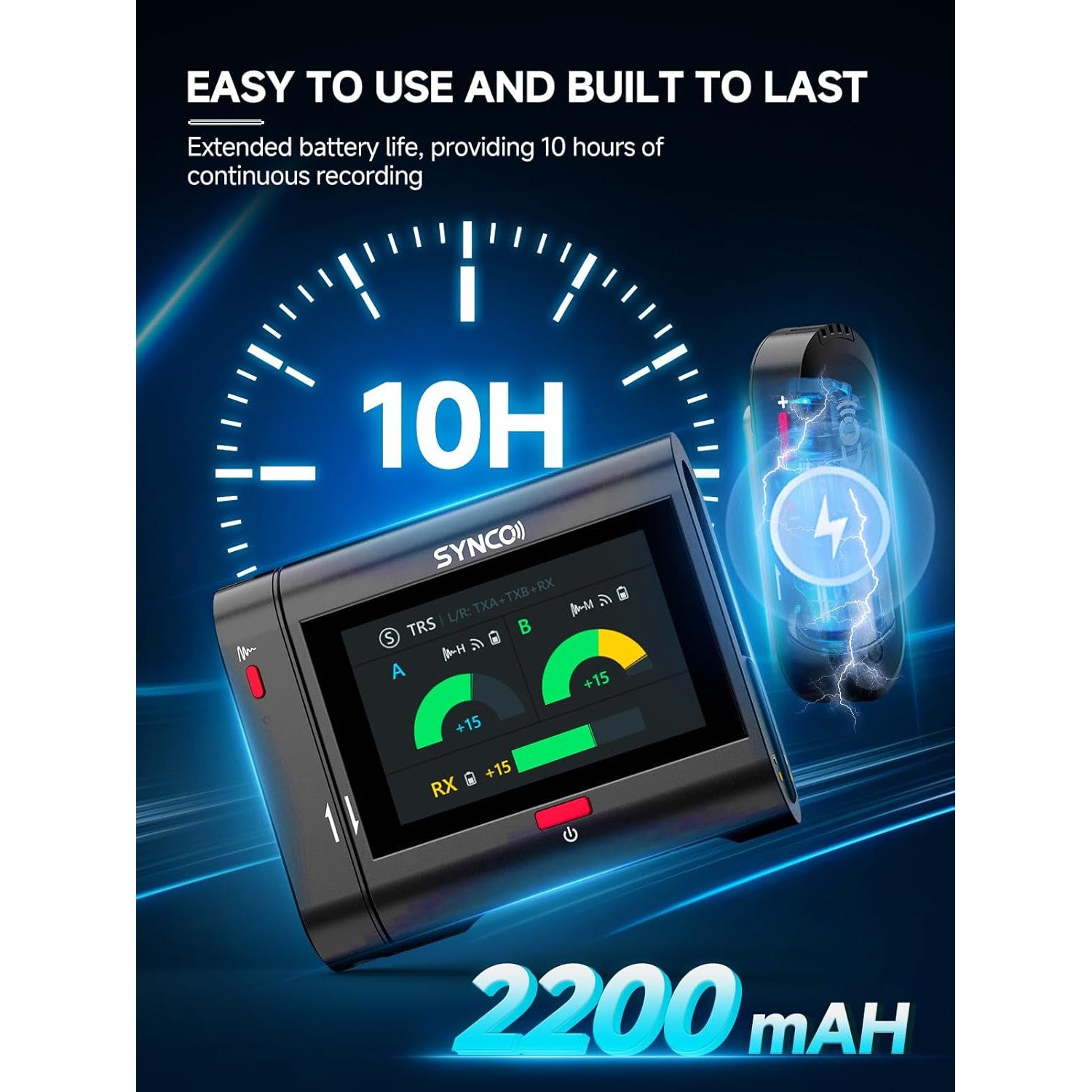 Set 2 microfoane lavaliera profesionale wireless 2.4GHz, raza actiune 250 m, receptor cu touchscreen de 2 inch, 10 ore timp functionare, anulare zgomot, inregistrare de siguranta, pentru PC, Laptop, Smartphone, Camere DSLR
