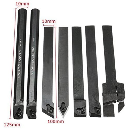 Cutite de strung cu placute 7 bucati de strunjit cu bara de gaurit cu strung de 10 mm, cu insertii din carbura