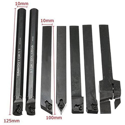 Cutite de strung cu placute 7 bucati de strunjit cu bara de gaurit cu strung de 10 mm, cu insertii din carbura
